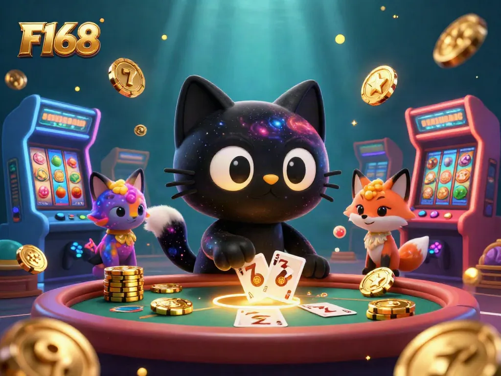 Engage in thrilling slot gameplay at F168 with vibrant characters and dynamic casino elements.