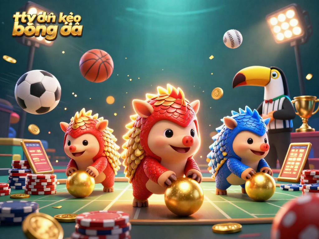 Engage in thrilling tỷ lệ kèo bóng đá action with vibrant pangolins and dynamic sports elements.