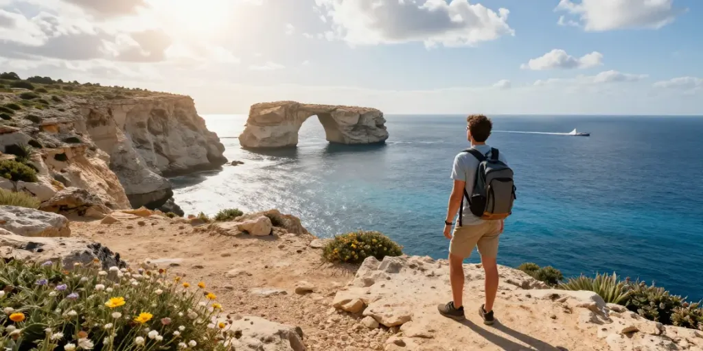 Enjoy a breathtaking Malta Gozo tour with stunning coastal views and an adventurous traveler.