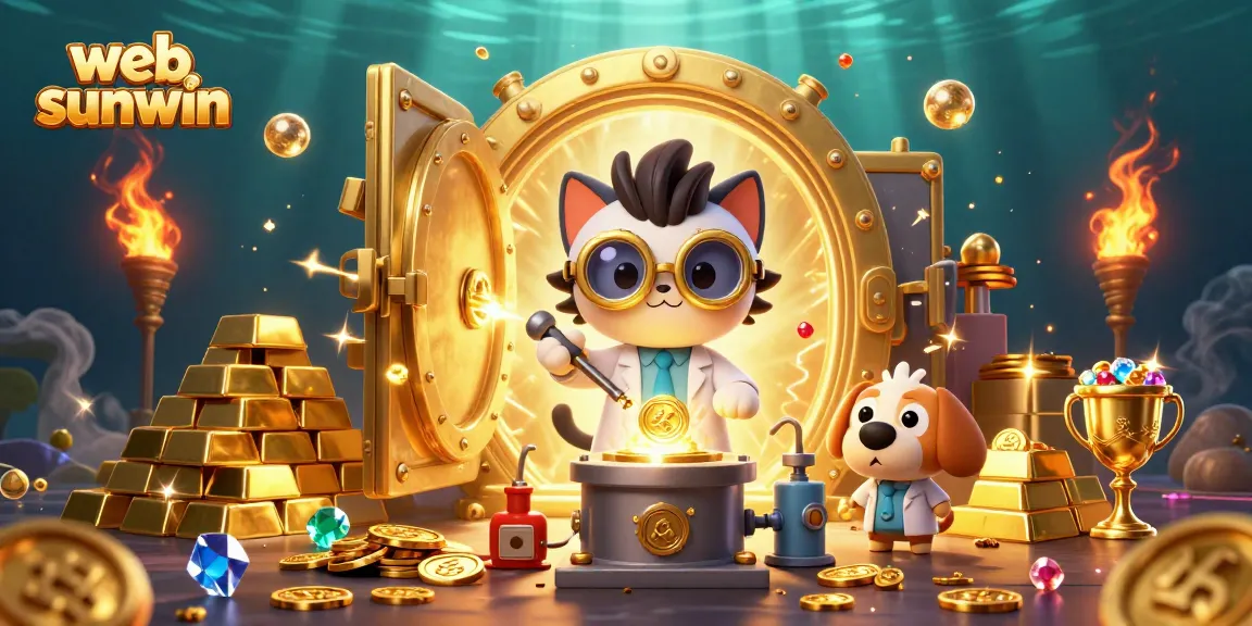 Experience web sunwin with thrilling casino adventures in this vibrant 3D illustration featuring dynamic elements.