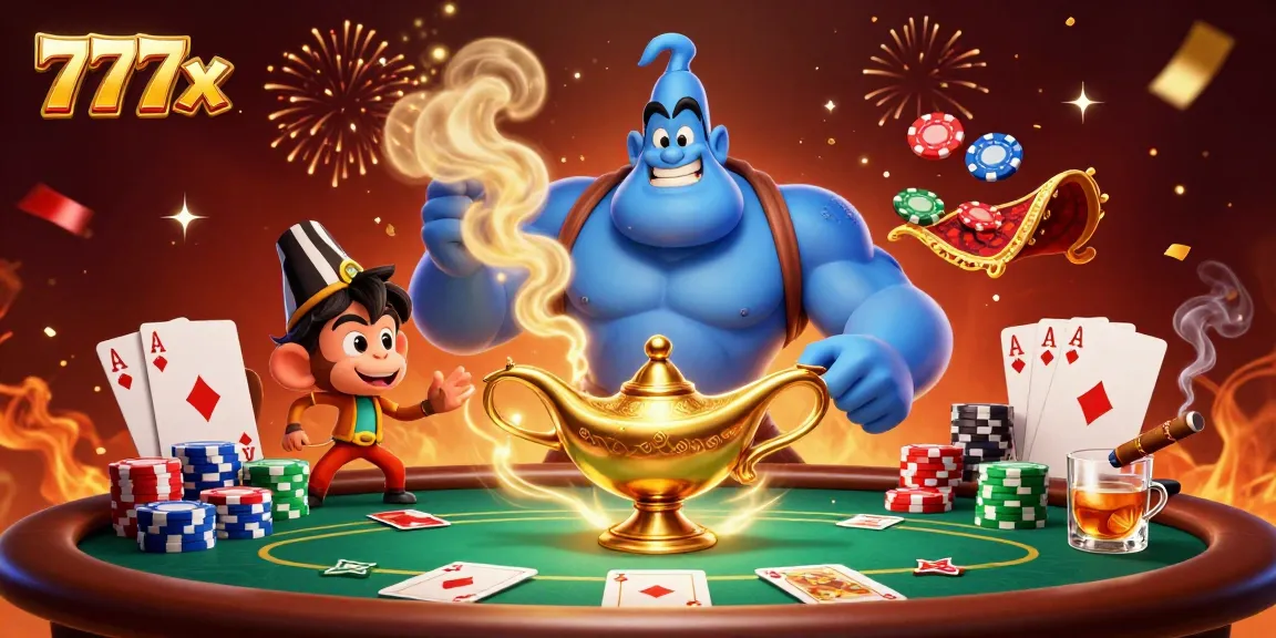 Win big on 777x with an engaging poker scene featuring magic and excitement!